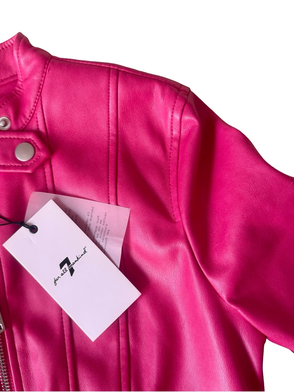 NWT 7 For All Mankind Women’s Pink Cropped Biker Moto Full Zip Jacket Size XS - Picture 3 of 8